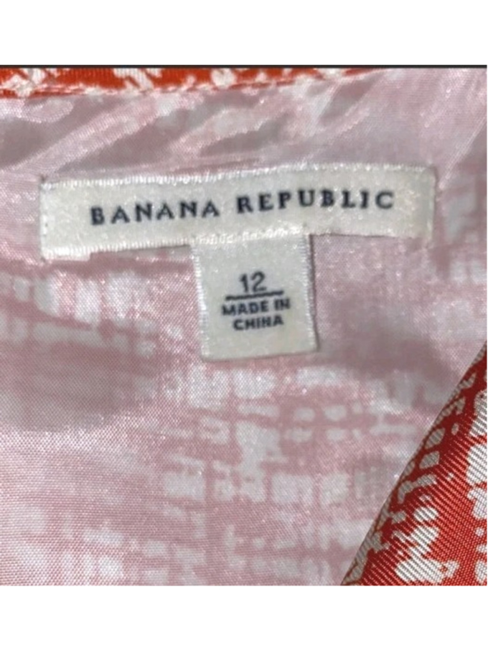 Banana Republic Womens 12 Silk Cowl Neck Dress Orange White Sheath Retro Career - Picture 5 of 8